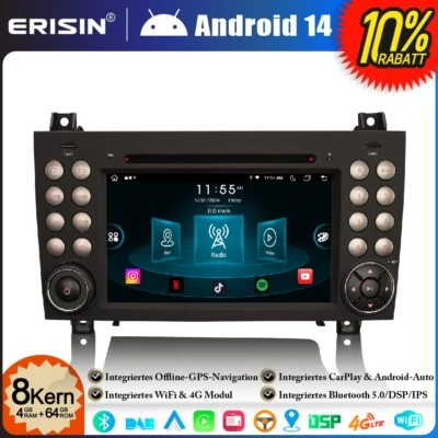 64GB Android 14 CD Autoradio CarPlay GPS Navi Mercedes-Benz SLK Klasse R171 DAB+ - Bild 1 von 4