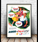 Rinso Washing Powder,  Vintage Magazine Advert Poster Reproduction.