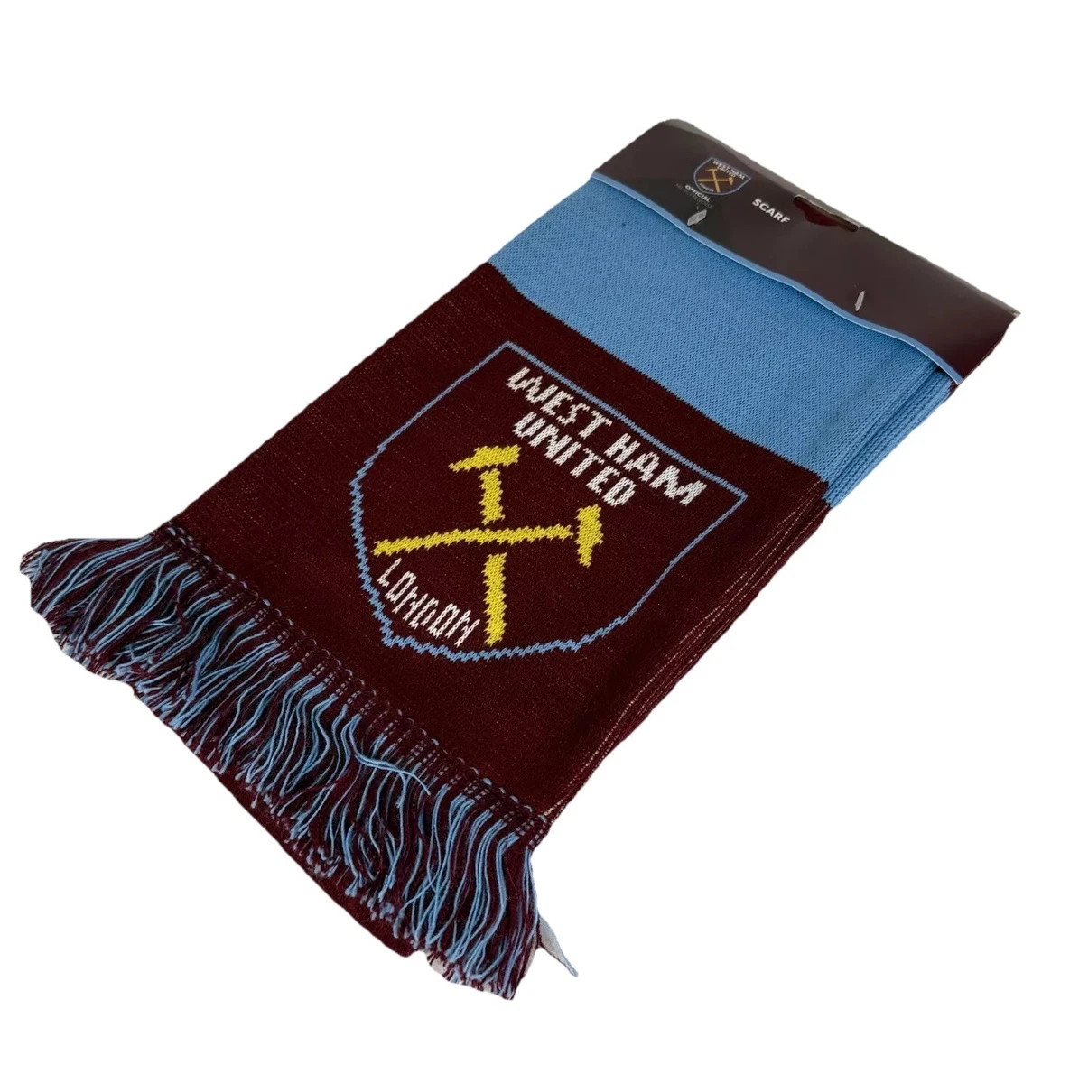 Official West Ham United Wordmark Scarf - Team Football Supporters Accessory