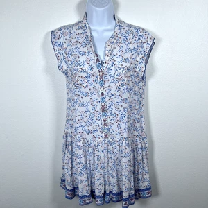 Poupette St Barth Dress Womens Medium Floral Boho Button Viscose Summer Beach Ca - Picture 1 of 14