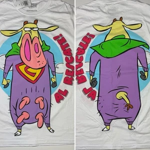 (NEU) Erwachsene kleine Kuh & Huhn Supercow Al Rescate doppelseitiges T-Shirt Cartoon - Bild 1 von 9