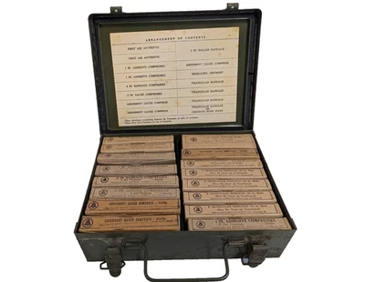 World War II U.S. Bell System -C Large First Aid Kit Unused and Complete - Image 1 of 4