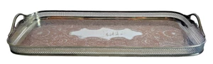 Vintage SHERIDAN Silver Plate on Copper 18" Gallery Serving Platter Tray - Picture 1 of 7