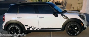 Checkered Rocker Panel Graphics Decals fits any Mini Countryman Clubman Cooper S - Picture 1 of 7