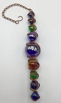 吹玻璃悬挂花园户外室内装饰铜包装五颜六色的球体 — 第 1/4 张图片