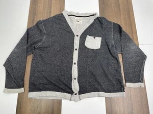 Marc Ecko Cut & Sew Mens XL Gray V Neck Cardigan Sweater Button Up Sweatshirt - Picture 1 of 9