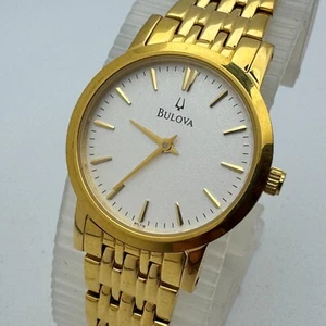 Nice Bulova Quartz Watch 97L116 Women Gold Tone Steel Analog New Battery 6.5" - Picture 1 of 6