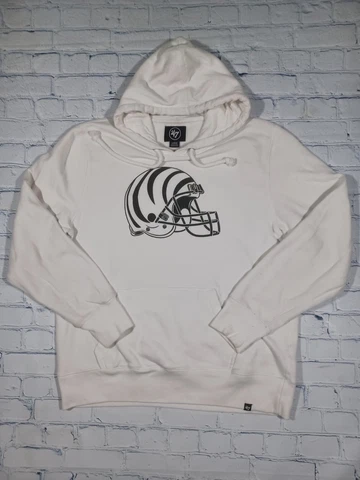47' Brand CINCINNATI BENGALS Mens Hoodie Sweatshirt Size L NFL Football White Cover