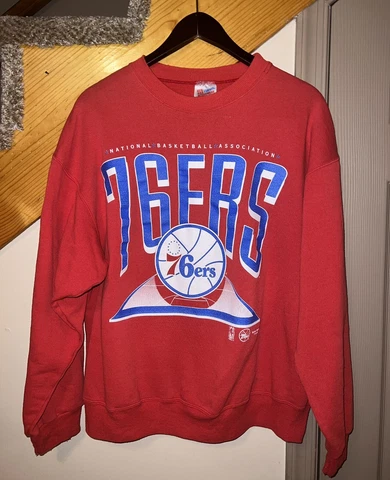 Vintage 90s Philadelphia 76ers Basketball Crewneck Sweatshirt Size XL Cover