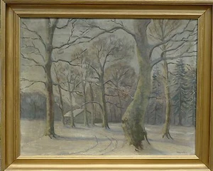 IMPRESSIONISMUS /SONNIGE WINTERLANDSCHAFT MIT GEHÖFT /ÖLGEMÄLDE DATIERT 1929 - Bild 1 von 10