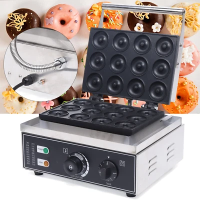 Electric Donut Maker Machine, 12Pcs Stainless Steel Commercial Doughnut Maker - Image 1 of 4