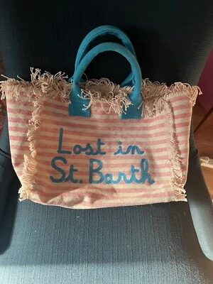 Bolso de Mano MC2 Saint Barth Lost in St Barth Rayas Rosa con Azul $149 Nuevo sin Etiquetas Foto 1 de 4