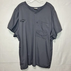 Landau Platinum Men's Gray Chest Pocket Vented Back Scrub Top Sz 2XL - Picture 1 of 5