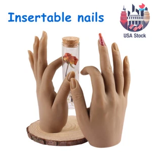 Silicone Hands Nail Practice Real Mannequin Female Model Display Insertable - Picture 1 of 18