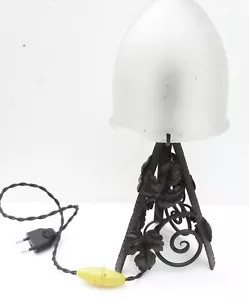 Ancienne LAMPE CHAMPIGNON fer forgé époque art déco 1930 - Foto 1 di 6