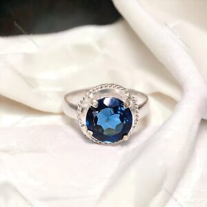 Gift For Her London Blue Topaz Ethnic Cocktail Ring Size 7 Silver Jewelry
