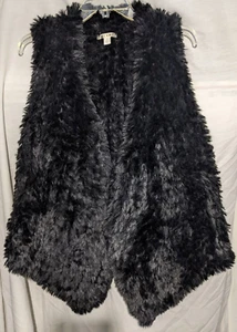 Women's Black Faux Fur Vest ~ Size S ~ from MI AMI - Picture 1 of 9