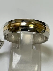 Brown & Newirth PALLADIUM & 9 CARAT YELLOW GOLD Wedding Band Ring Size T 1/2 6mm - Picture 1 of 8