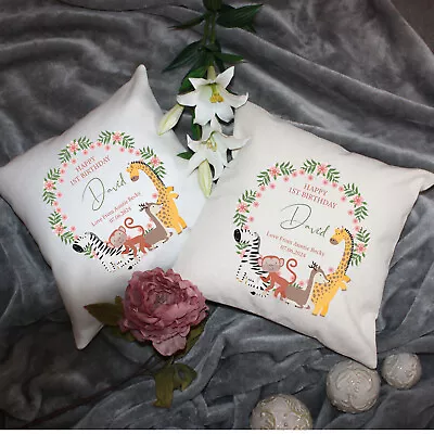 Personalised First Birthday Cushion - Animal-tastic - Image 1 of 4