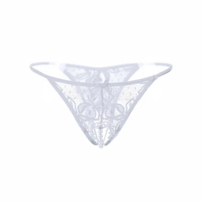 Sexy Women Lace Crotchles Thong G-string Pearl Panties Lingerie Ladies Underwear - Image 1 of 4