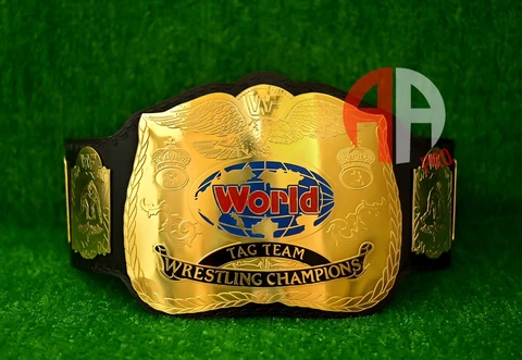 NEW WORLD TAG TEAM BELT WRESTLING CHAMPIONSHIP GOLD PLATED BELT REPLICA BELT AA Cover