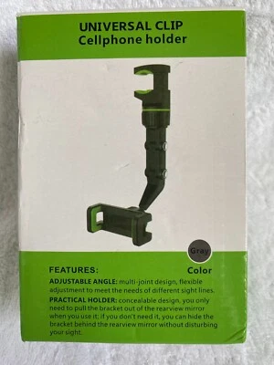 Car Mount Holder Cellphone Stand Rear-View Mirror Clip 360 Universal - Image 1 of 4
