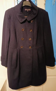 Abrigo Damas Azul Marino Mezcla Lana Colección M&S Pequeña Talla 14 Doble Pecho - Imagen 1 de 20