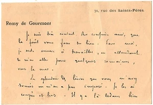 LAS Remy de Gourmont à Octave Uzanne - autographe - s.d. (vers 1914) - Picture 1 of 2
