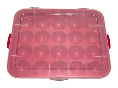 Sterilite Ornament Red Storage Case Holds 20 3.5" Christmas Holiday Ornaments - Image 1 of 4
