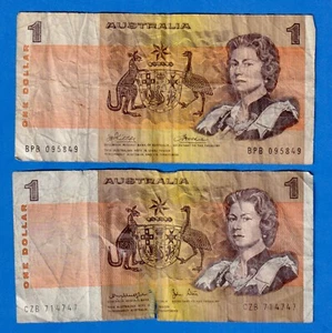 Australia $1 Combo -  1974 P-42a &  1979 P-42c  2 Circulated Notes - AUS#02 - Picture 1 of 4