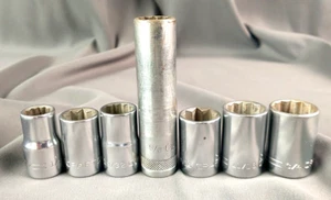 Craftsman 1/2 pulgada. Lote de 7 enchufes profundos y de pie Drive de 12 puntos/8 puntos G184 - Imagen 1 de 4