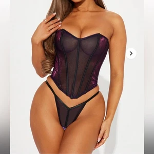 Fashion Nova Euphoric Nights irisierendes Netz Korsett & String Set - Neu mit Etikett • Gr. L ✨ - Bild 1 von 7