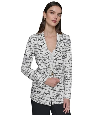 Blazer Karl Lagerfeld Paris para mujer con logotipo guión - blanco suave negro - talla 10 Foto 1 de 4