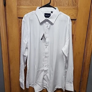Shield-X Flex XL White Button Down Shirt Demeanor Italian Design Slim Fit NWT - Picture 1 of 11
