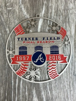Atlanta Braves Turner Field temporada final 1997-2016 adorno de Navidad de metal   Foto 1 de 3