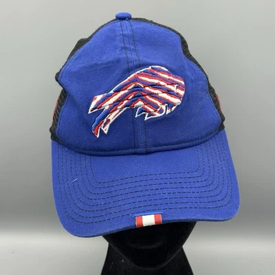 NUEVA ERA Buffalo Bills Trucker Sombrero Para Hombres Ajustable Malla Azul Parche Bandera EE. UU. Foto 1 de 4