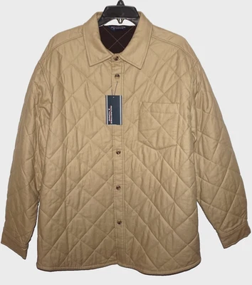 Mens Full Button Quilted Activewear Coat by Roundtree Yorke XXL Tan Khaki NWT - Image 1 of 4