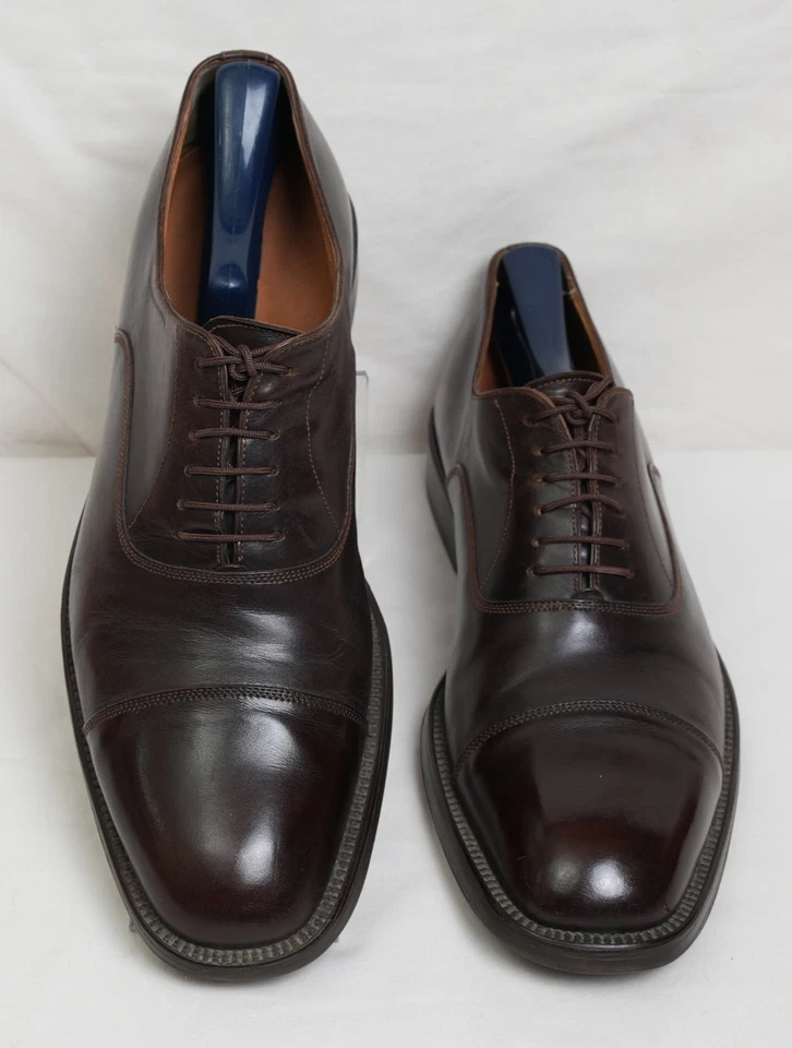 Santoni Italy Brown Cap Toe Casual Dress  Shoes 10 ½  D Retail $750 Mens Leather - Image 1 of 4