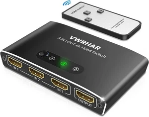 HDMI Switch HDMI Splitter, Automatisch 4K Aluminium HDMI Switch 3 in 1 Out UHD - Bild 1 von 7