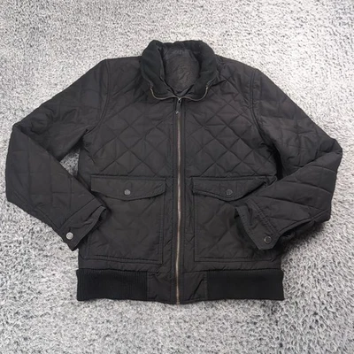 Black Rivet Jacket Men Medium Black Quilted Utility Military Full Zip Pockets - Image 1 of 4