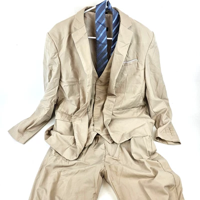 Traje grande tostado para hombre azul corbata chaleco chaqueta pantalones conjunto de 4 piezas vestido formal boda Foto 1 de 4