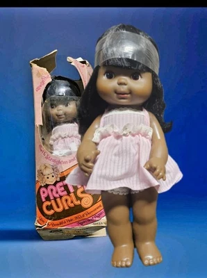 1980 IDEAL 🎀 Pretty Curls NEGRO afroamericano AA Af Am MUÑECA rizadores caja Foto 1 de 4
