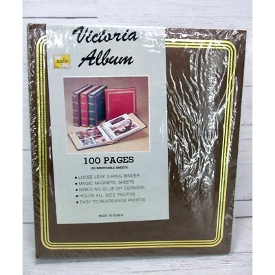 Álbum de fotos vintage carpeta de 3 anillos 100 páginas hoja suelta hoja mágica hoja magnética NUEVO Foto 1 de 4