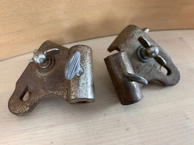 SLINGERLAND 40s 50s Vtg Hoop Clamp Bass Drum SPUR MOUNT Leg Holder Parts L/R Pr. - Image 1 of 4