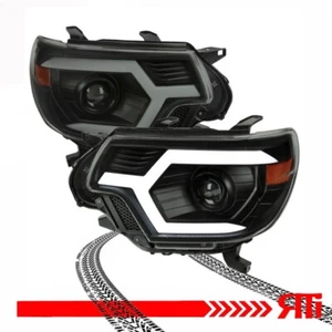 For 12-15 Toyota Tacoma Smoke Projector Headlights LED Turn Signal + DRL White - Picture 1 of 6