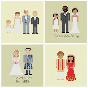 Melocharacters Wedding Custom Family, Friends Cross Stitch Kit by Meloca Designs