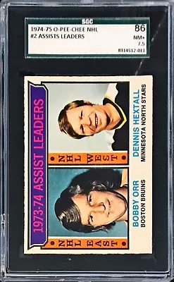 1974 O PEE CHEE OPC NHL Assist Leaders Bobby Orr #2 SGC 7.5 NM+  - Image 1 of 2