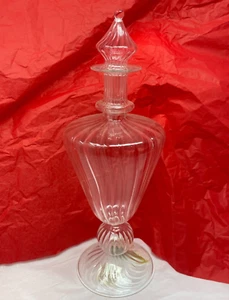 Two's Company Hand Blown Clear Glass Decanter Bottle 12" Bourbon Whiskey Bar - Picture 1 of 11