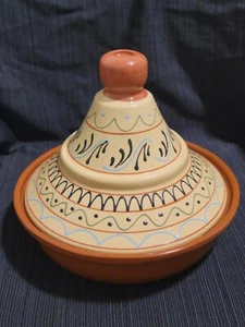Reston Lloyd Hand Painted Natural Terra Cotta Tagine 2-Quart Made In Spain - Picture 1 of 11