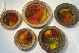5 MCM VTG Richard Peeler Studio art pottery glass ashtrays signed - Picture 1 of 5